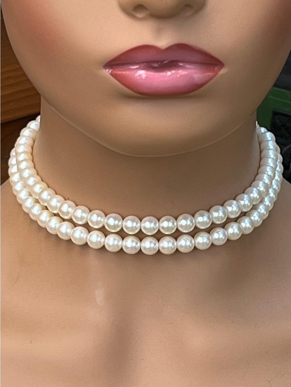 L69: 30” 1928 Jewelry 8mm Ivory Pearl Beads- Faux - But Not Plastic- YG Lobster